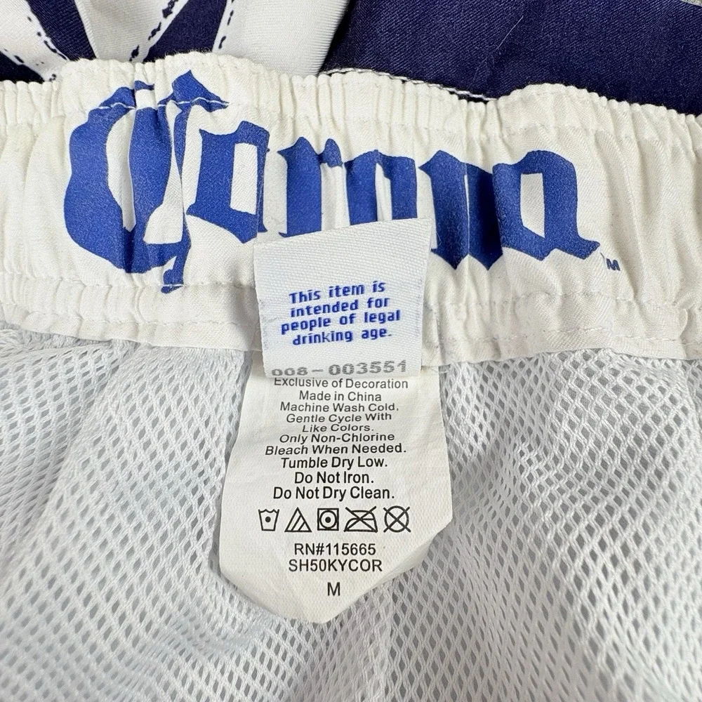 Corona Swim Trunks Mens M Board‎ Shorts Palm Tree Blue Tropical Coastal Beach